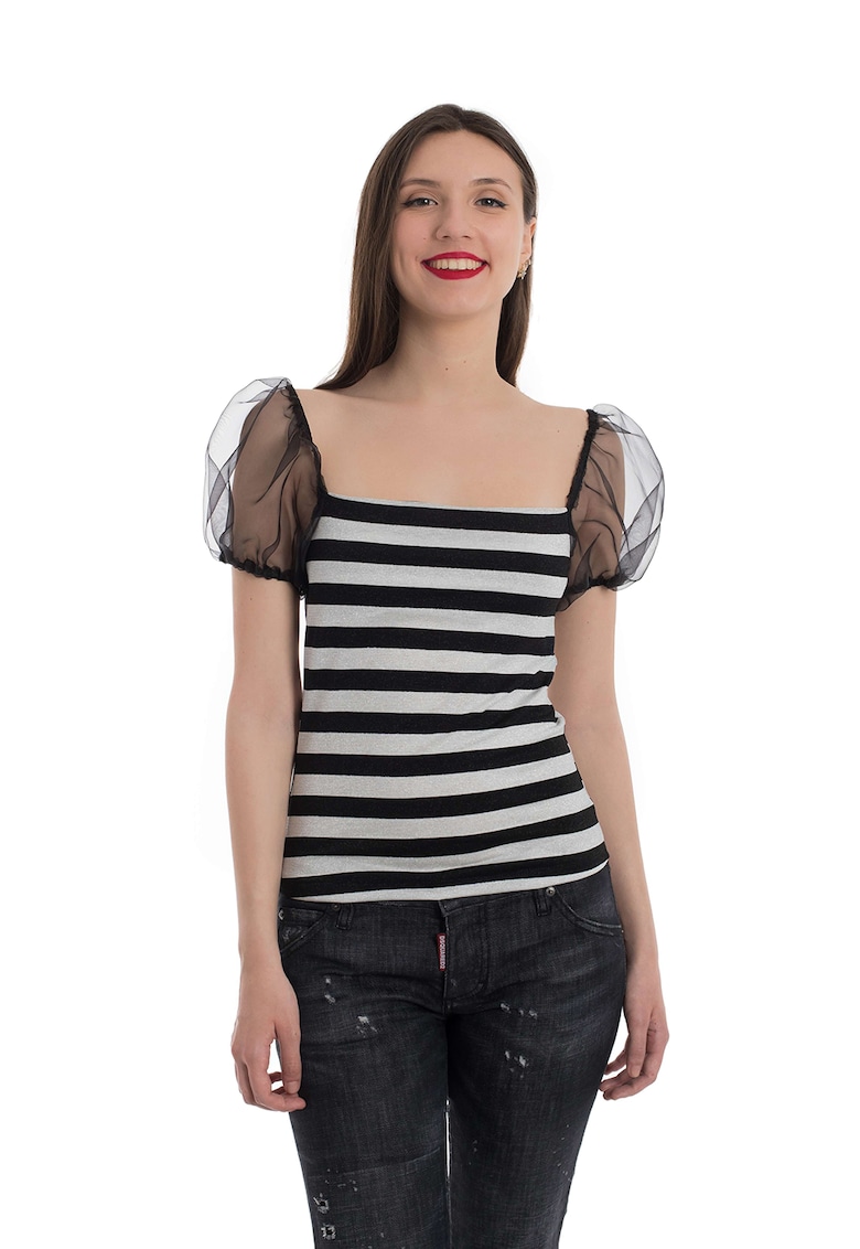 Bluza cu maneci de plasa bufante Alice