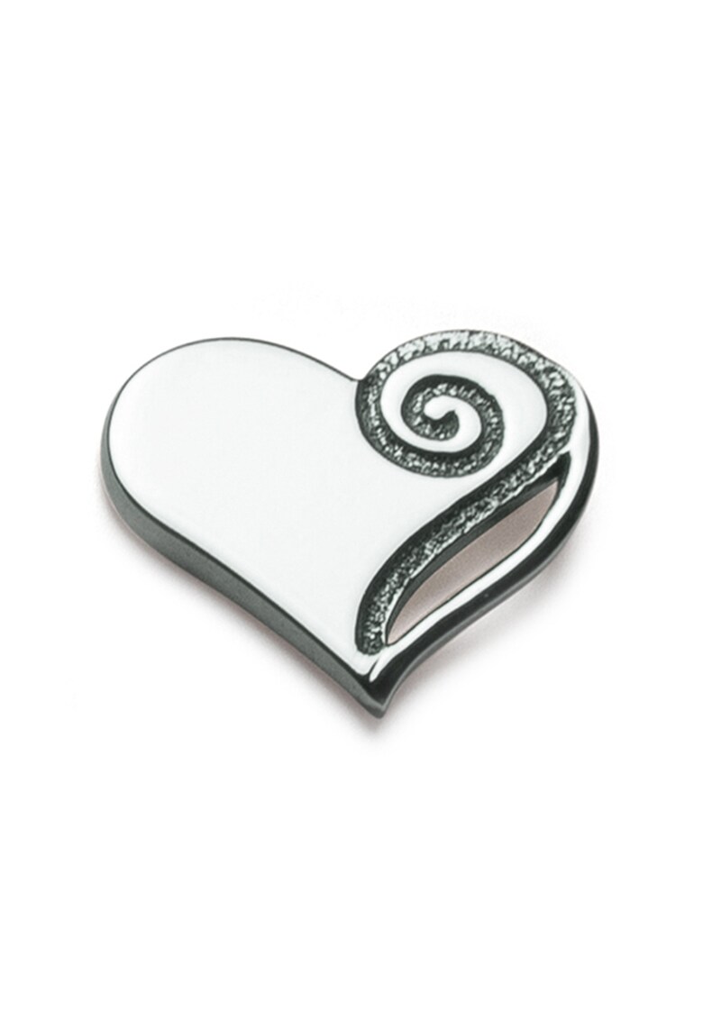 Brosa de argint veritabil 925 in forma de inima cu detaliu stantat