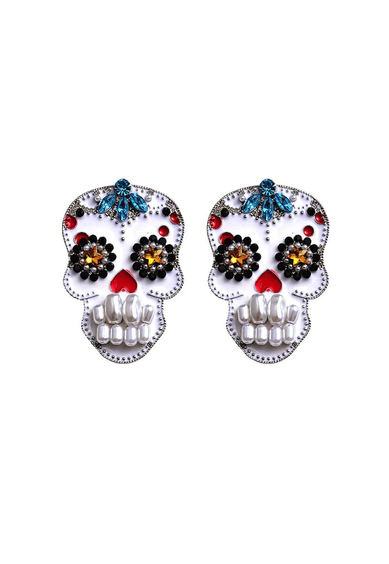 Cercei argintii - stil mexican - cu pietre si perle - Volga C3 -