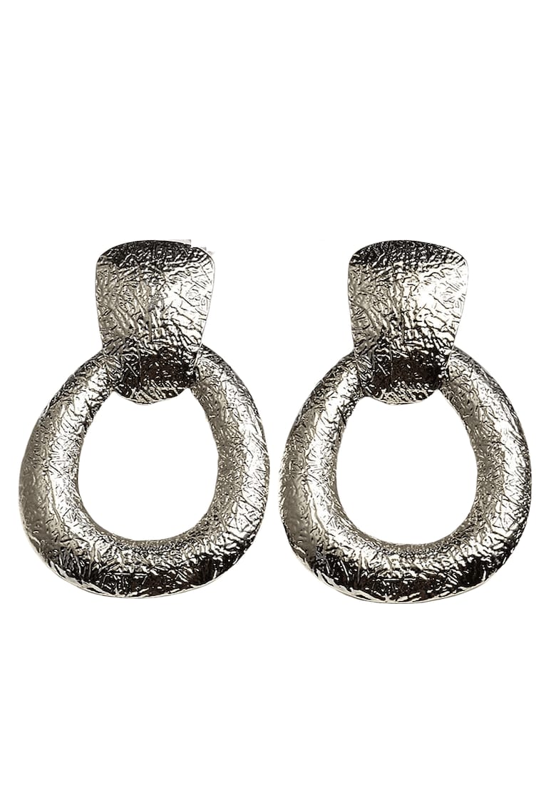 Cercei argintii - ovali - cu textura sifonata - Victorie C3 -