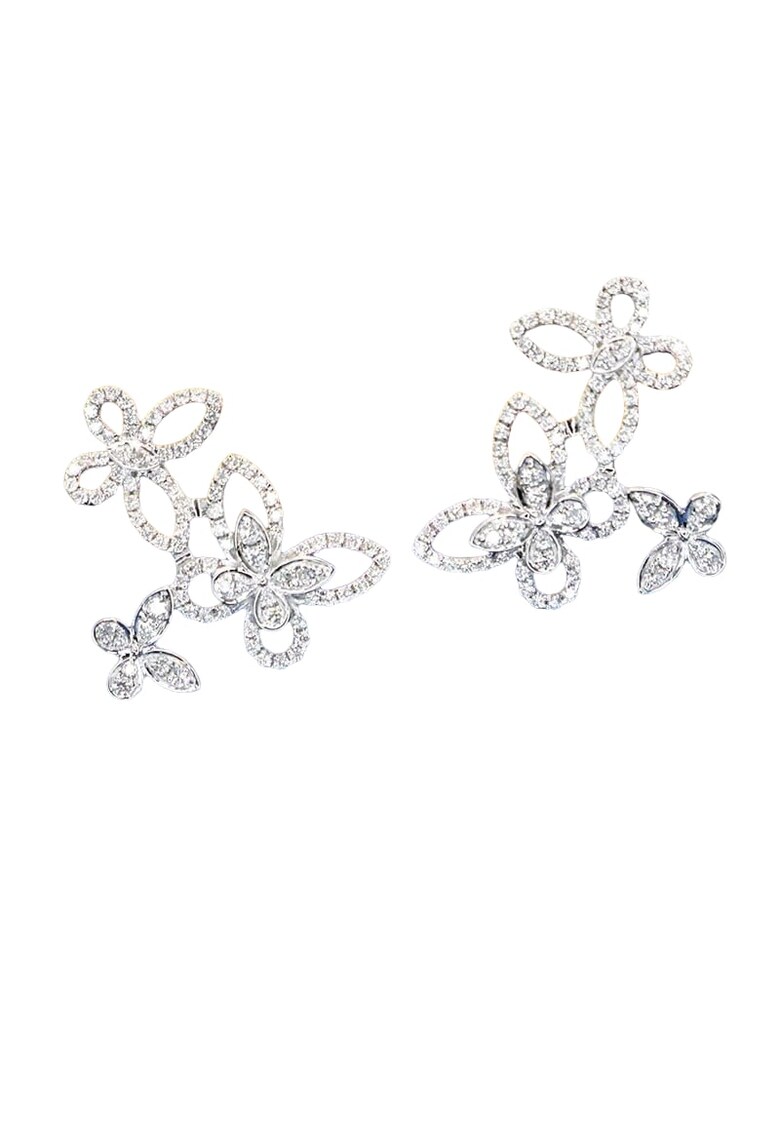 Cercei argintii - forma de fluturi - cu pietre din zirconiu - Amelia C14 -