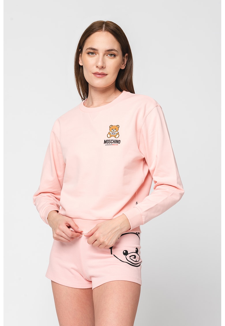Bluza sport de casa cu decolteu la baza gatului si imprimeu logo pe piept imagine reduceri black friday 2021 fashiondays.ro