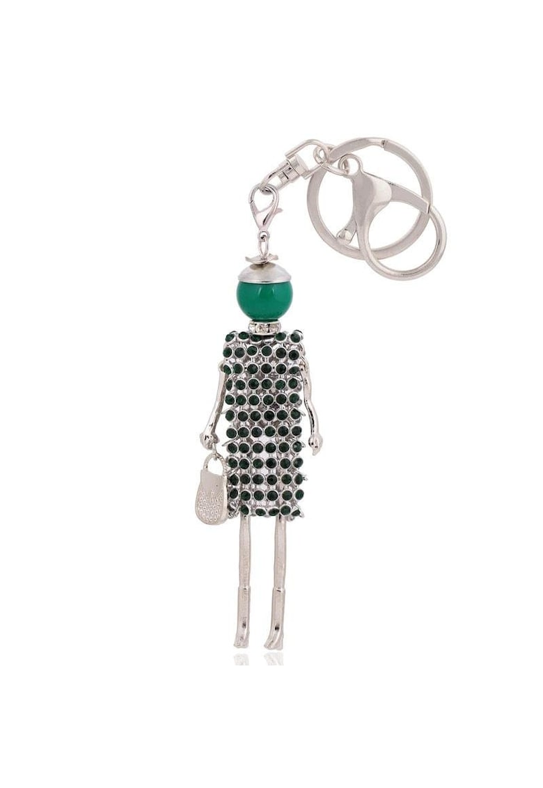 Breloc argintiu - forma de papusa verde - Caren C7 -
