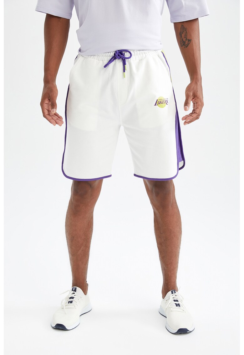 Pantaloni scurti regular fit cu segmente laterale contrastante