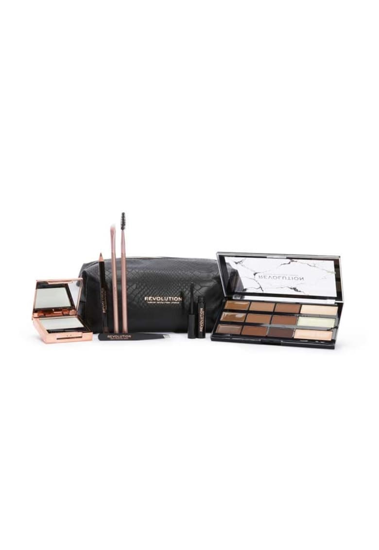 Set pentru sprancene Brow Shaping - Sapun Styler​ - Gel Clear Brow - Paleta Ultimate Brow Palette - Creion pentru sprancene - Creion pentru definirea sprancenelor - Penseta - Perie Brow Spoolie​ Brush - Perie pentru sprancene - Geanta