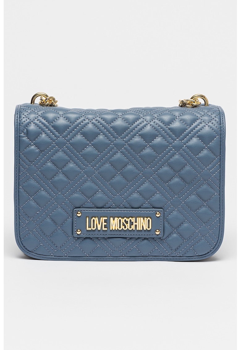 Geanta de piele ecologica cu bareta de umar si aspect matlasat