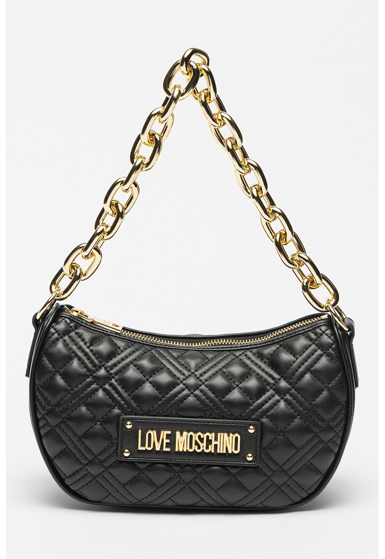 Geanta crossbody matlasata cu aplicatie logo metalica