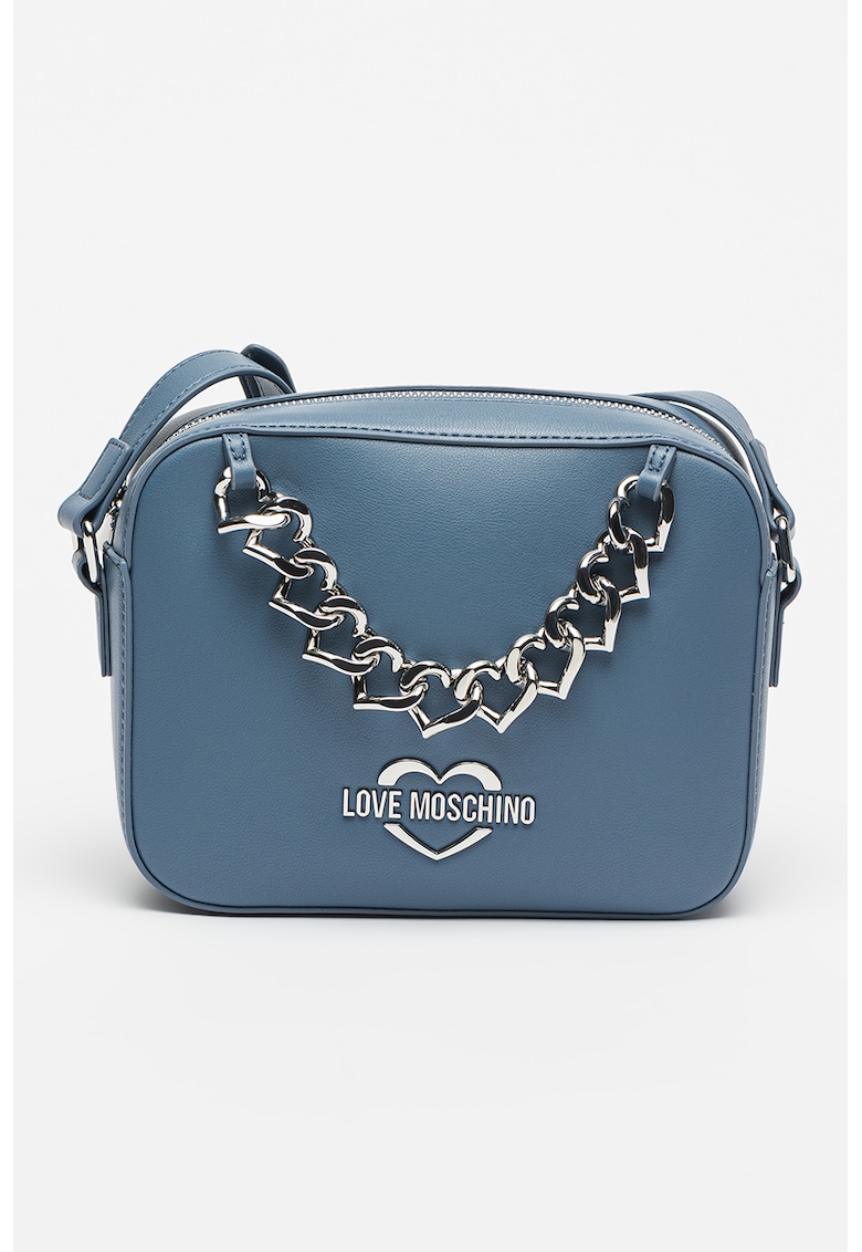 Geanta crossbody mica de piele ecologica cu garnitura lant