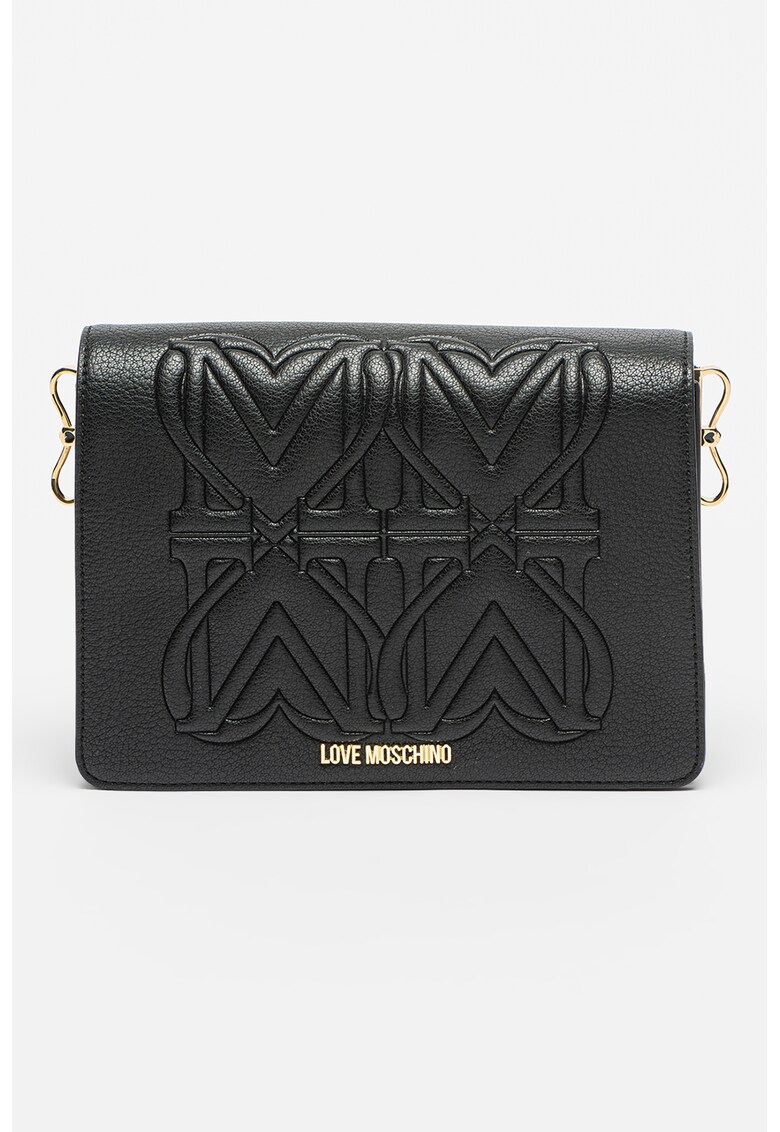 Geanta crossbody de piele ecologica cu monograma in relief