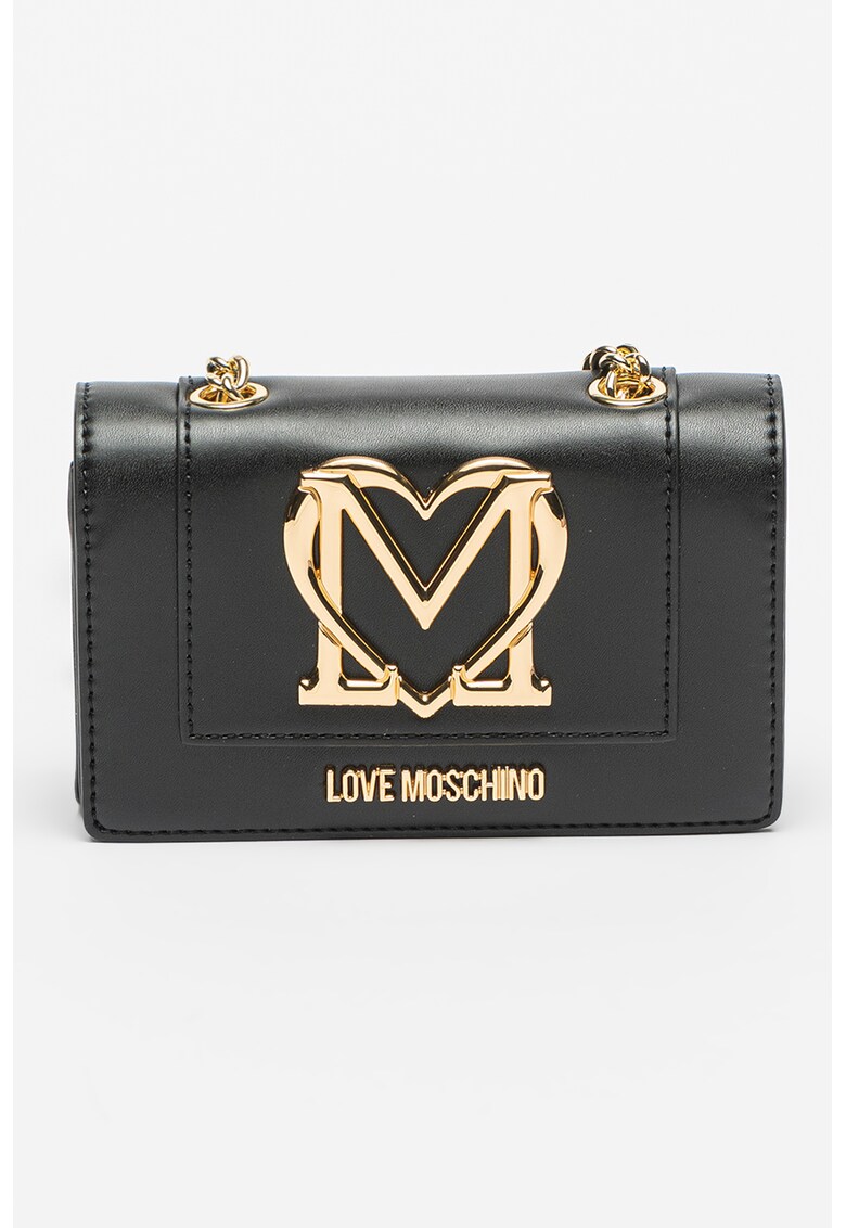 Geanta crossbody de piele ecologica cu aplicatie logo metalica