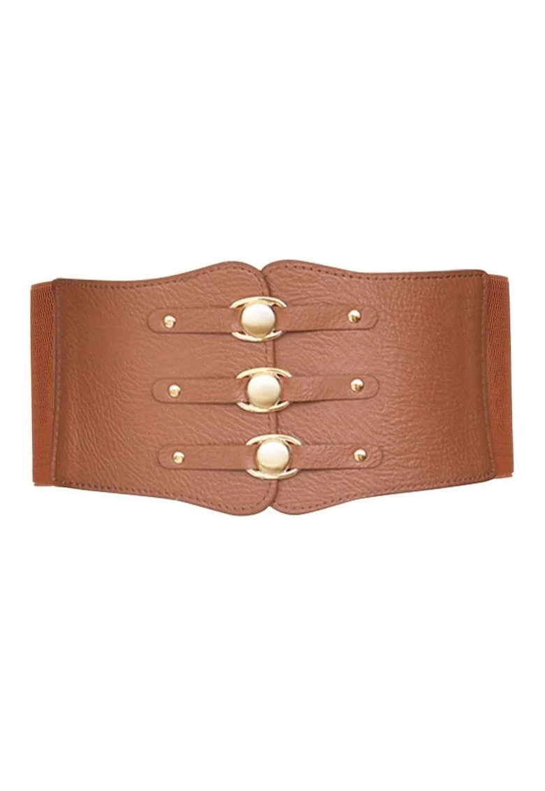 Centura de talie - maro - din piele ecologica - elastica - Chresta C1 -