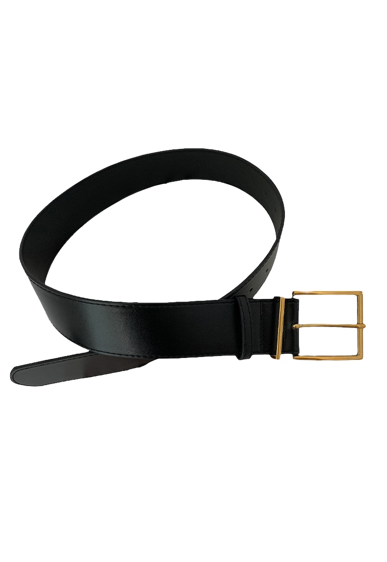 Curea neagra - de talie - din piele ecologica - cu catarama aurie - Lorena C1 -