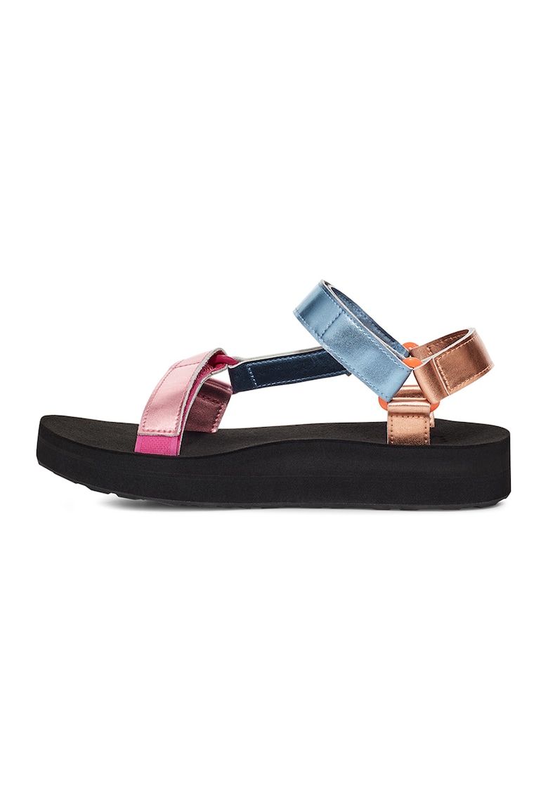 Sandale colorblock cu velcro - Roz/Albastru