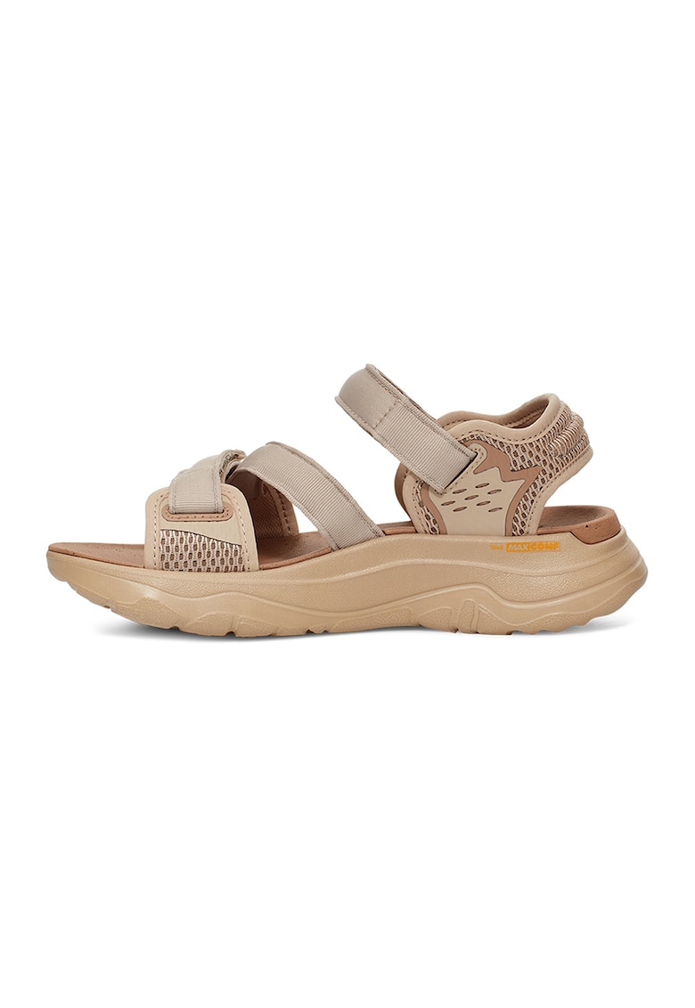 Sandale cu velcro si logo Zymic - Maro deschis