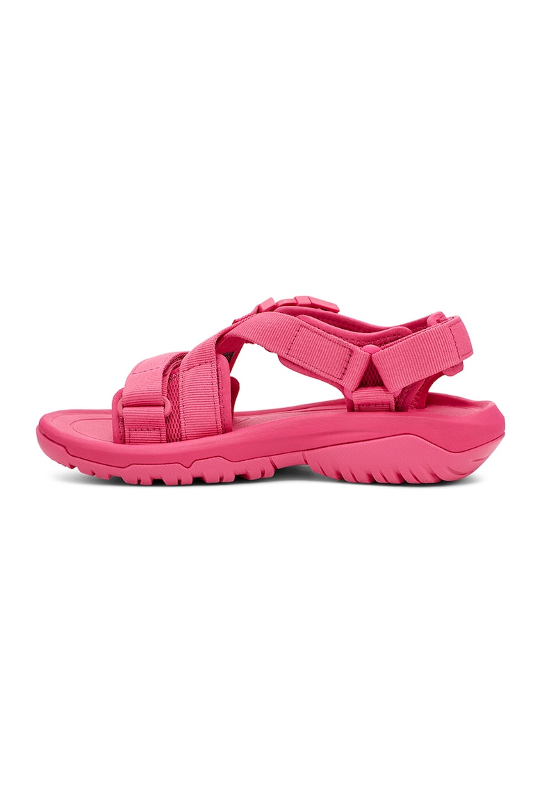 Sandale cu velcro si logo - Fucsia