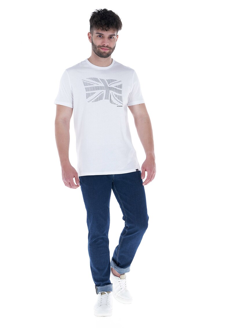Tricou din bumbac cu decolteu la baza gatului