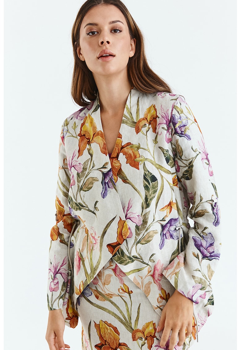 Jacheta de in cu design asimetric si model floral Anna imagine reduceri black friday 2021 fashiondays.ro