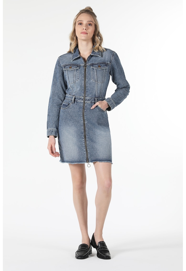 Colins Rochie-camasa din denim cu fermoar