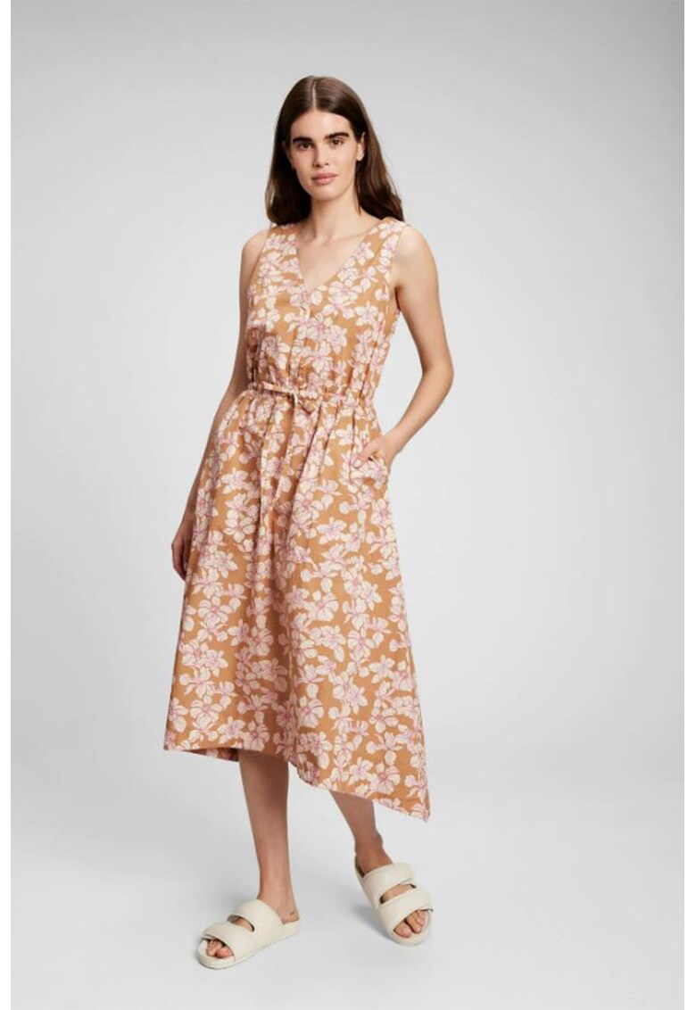 Rochie midi evazata cu decolteu in V
