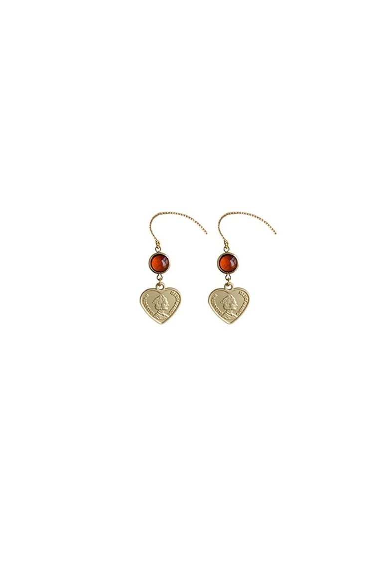 Cercei aurii - forma de inima - cu pietre - Demi C8 -