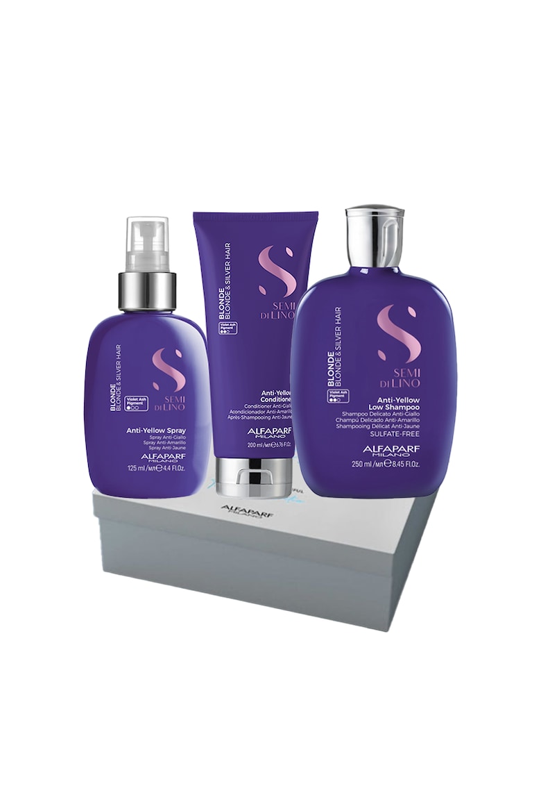 Set Semi Di Lino Blonde pentru neutralizarea tonurilor de galben - Sampon ml - Balsam 200ml - Spray 125ml