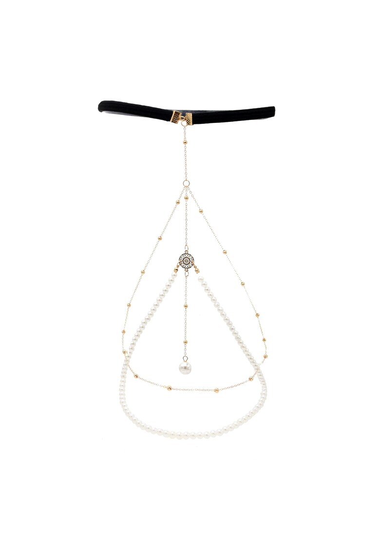 Lant de picior - auriu - cu elastic si perle - Edda C13 -