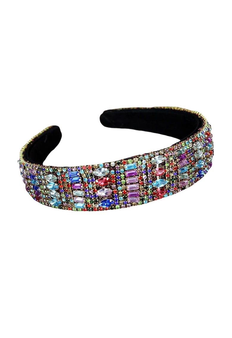 Bentita neagra - cu pietre multicolore - Elda C7 -