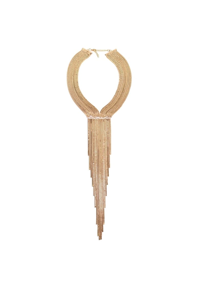 Colier auriu - lung - cu franjuri si pietre - Elfride C5 -