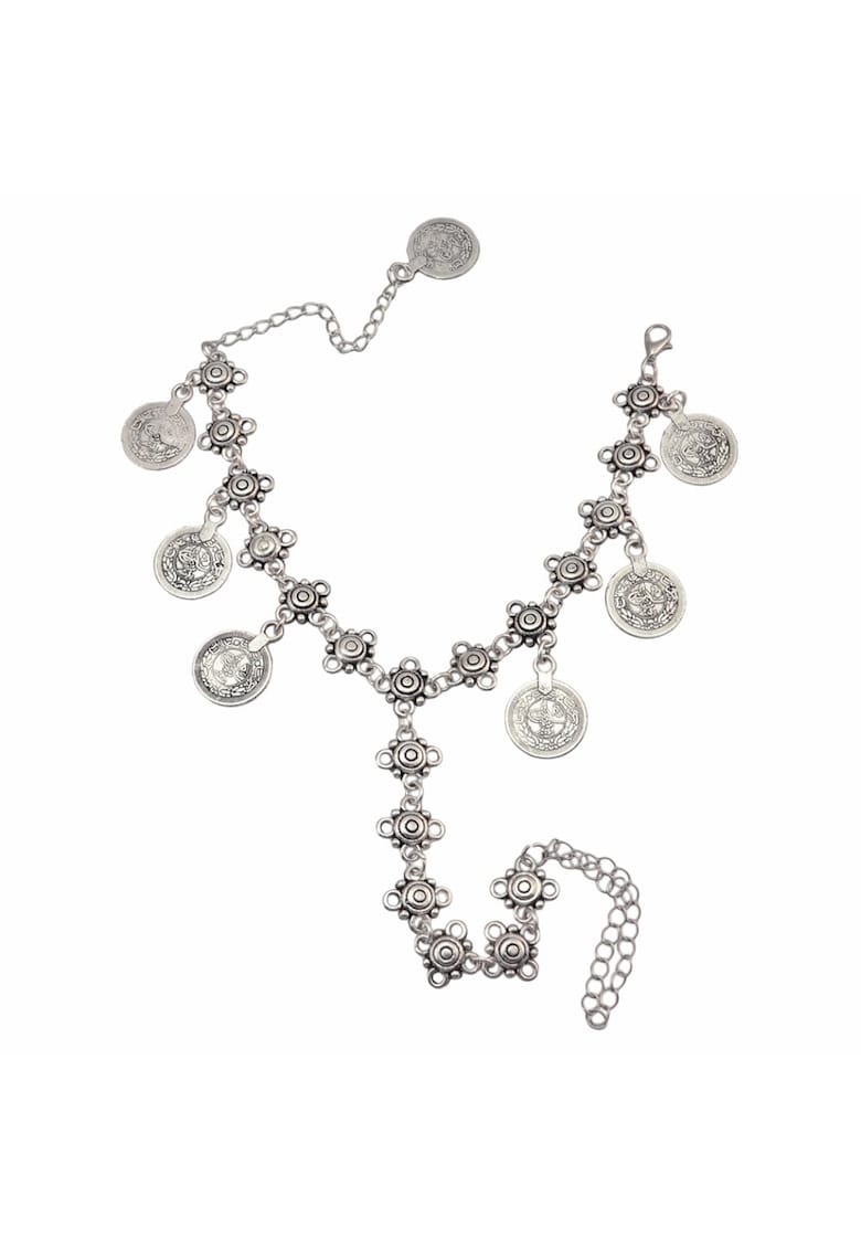 Bratara de picior - argintie - cu banuti - Disa C10 -