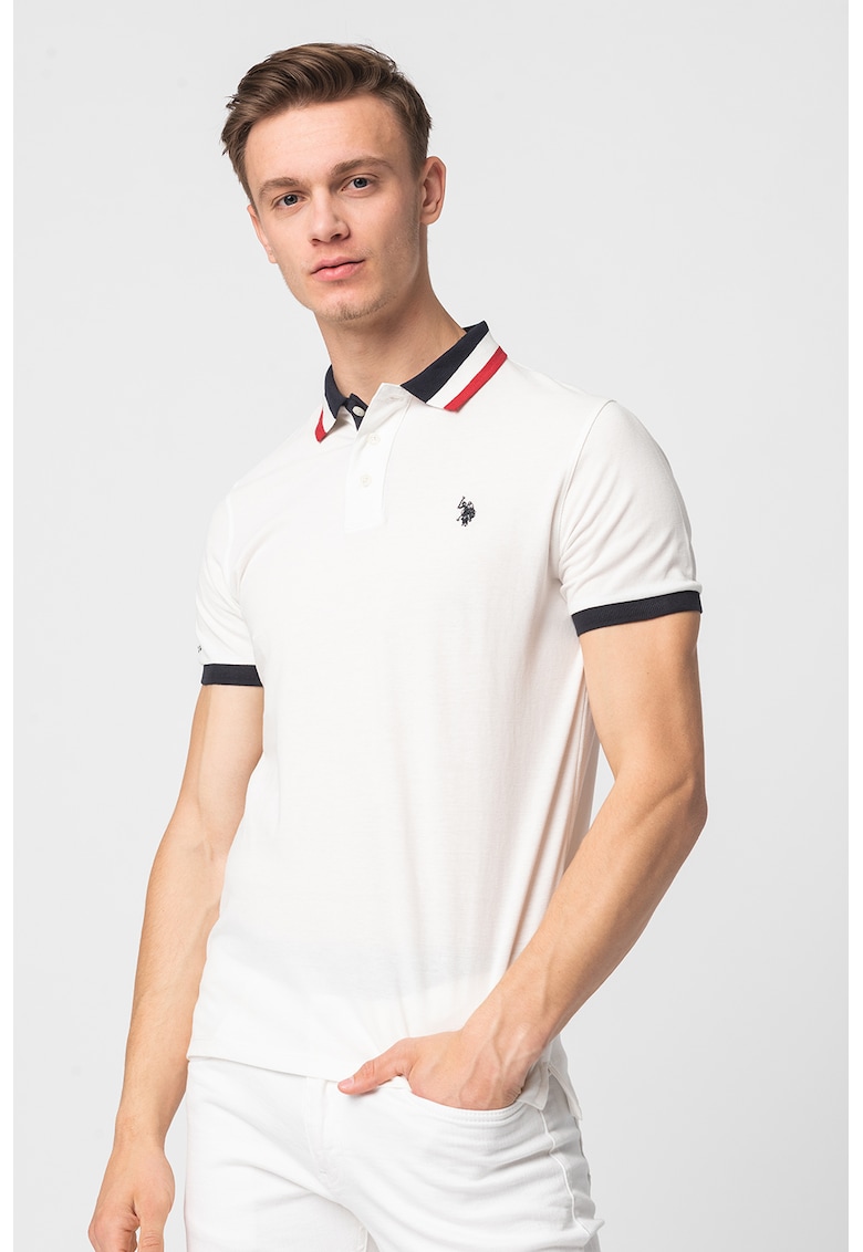 Тениска с яка и райе US Polo Assn
