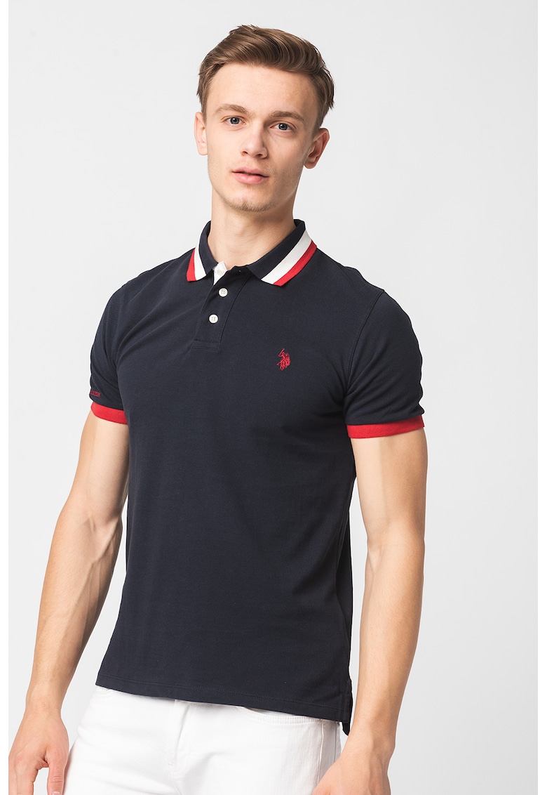Тениска с яка и райе US Polo Assn