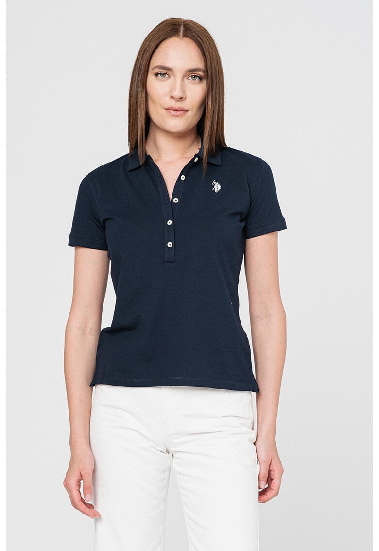 Тениска от пике с яка и бродирано лого US Polo Assn