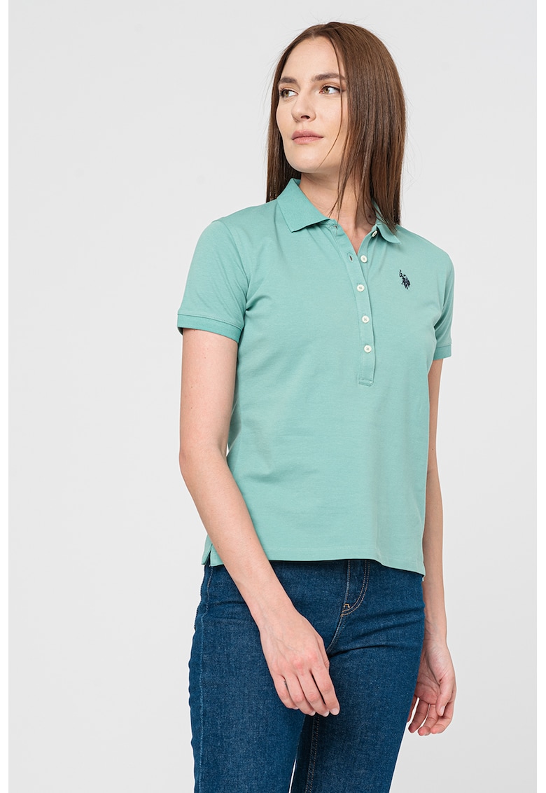 Тениска от пике с яка и бродирано лого US Polo Assn