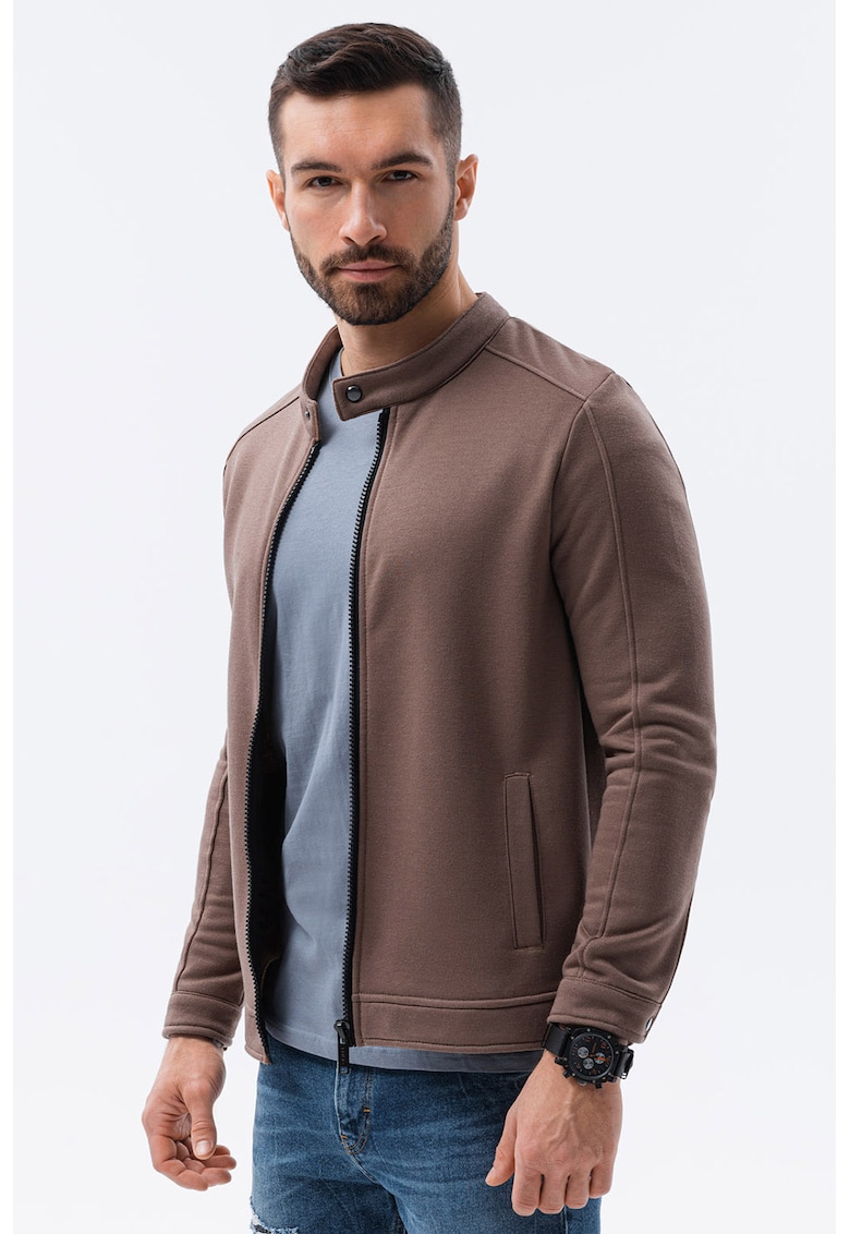 Bluza sport cu fermoar si buzunare oblice