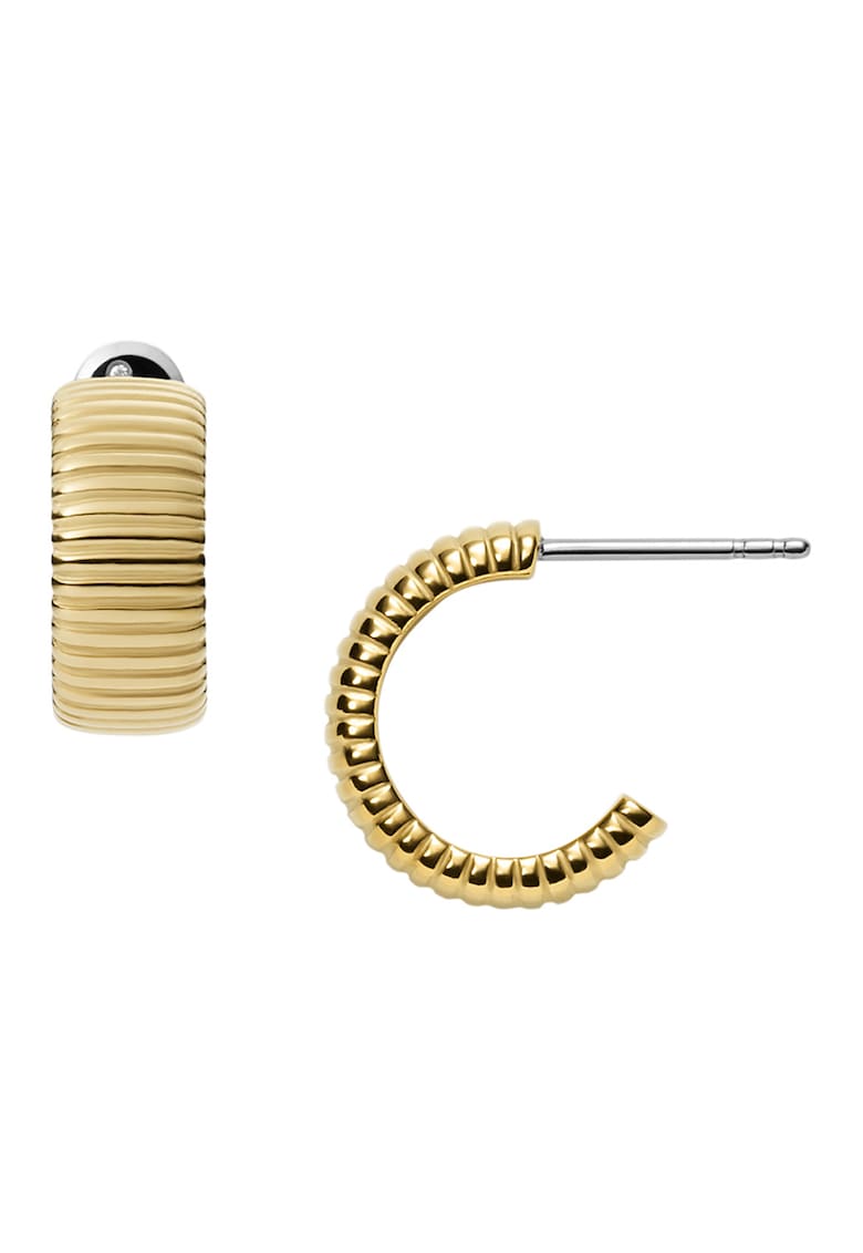 Cercei semi-rotunzi cu aspect striat - Auriu