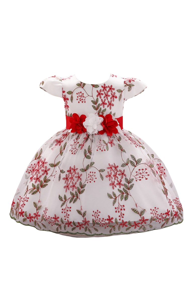 Rochita - Daria - Fara maneca - Floral - Alb