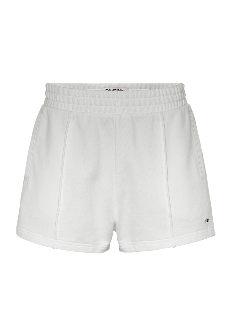 Tommy Jeans Pantaloni scurti de bumbac organic cu talie elastica - Alb