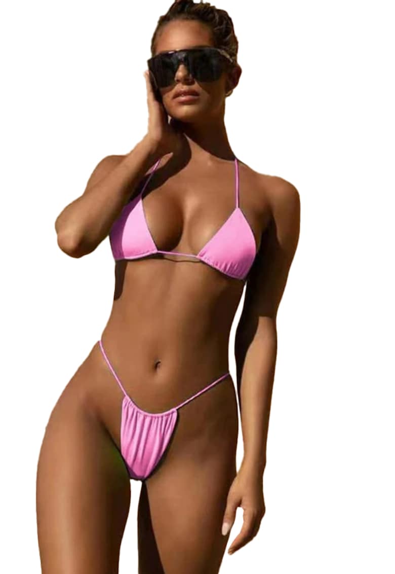 Costum de baie dama - 2 piese - cu sutien reglabil - chilot tanga reglabil - EFAYN