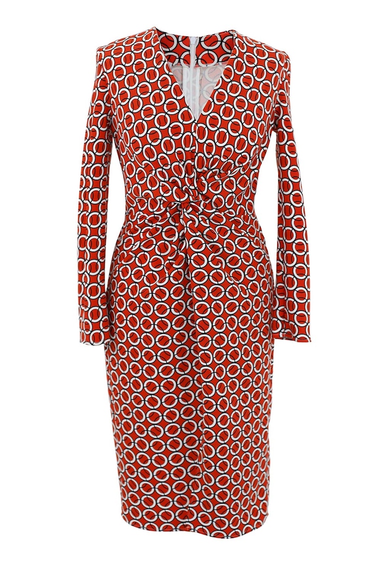 Rochie cambrata cu decolteu in V si detaliu rasucit frontal Jackie