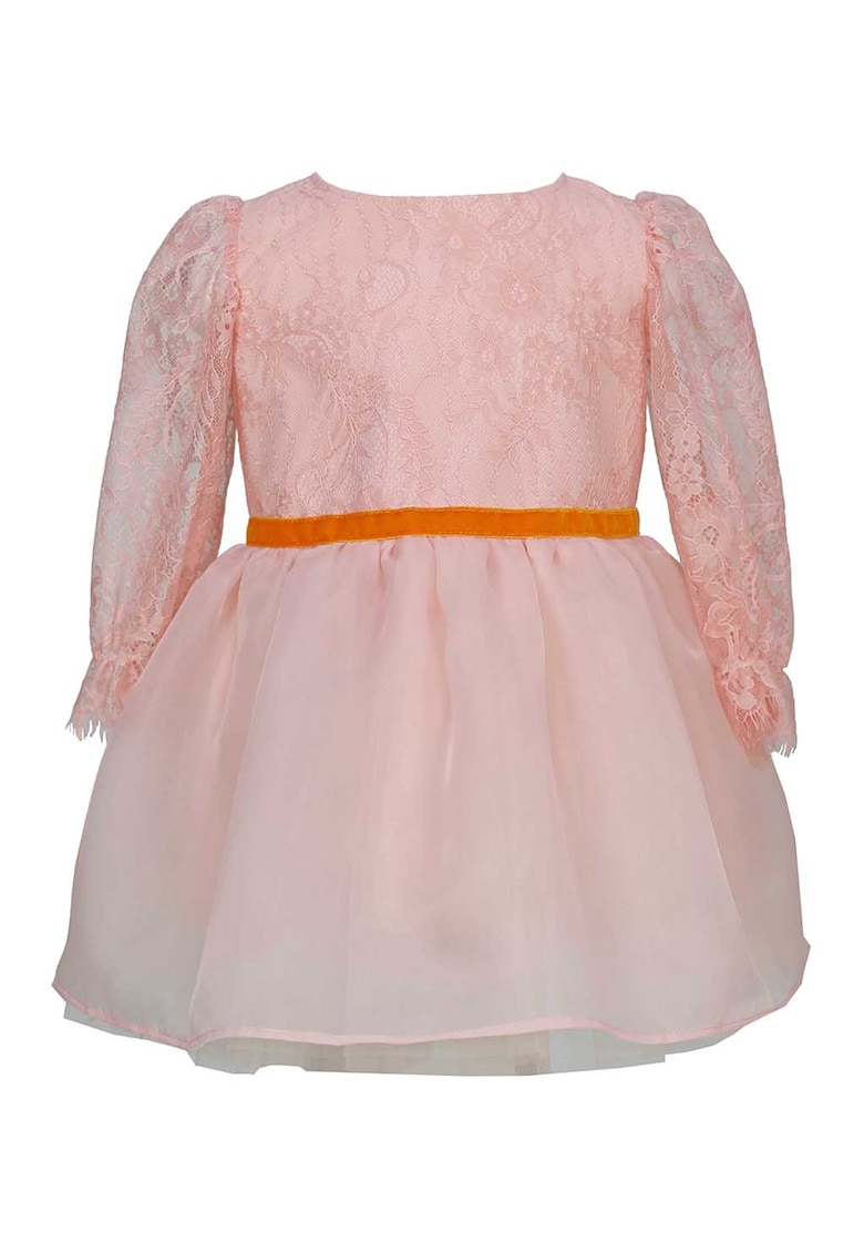 Rochie cu croiala in A si insertii de dantela Emery - Roz