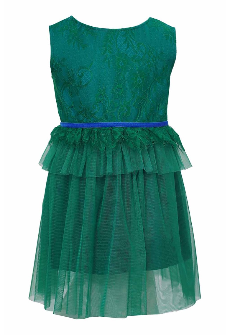 Rochie evazata cu strat exterior de tul Callie - Verde englez