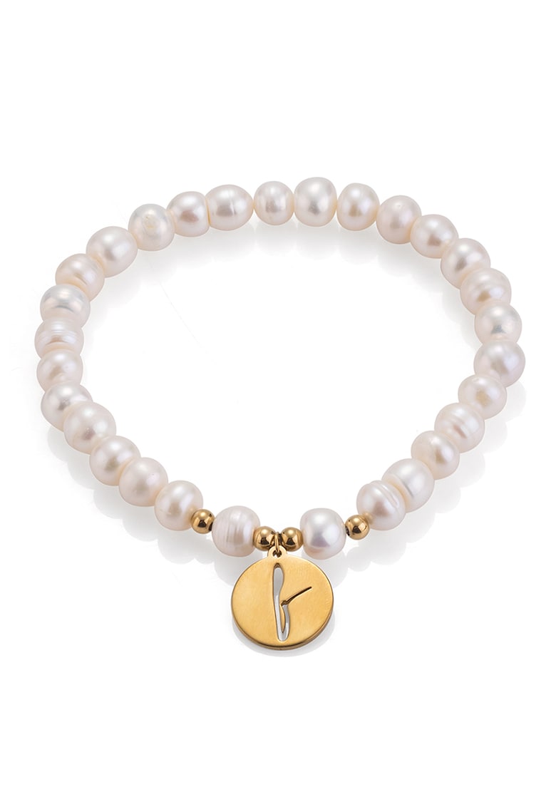 Bratara pentru glezna cu talisman logo discret si perle de apa dulce ACCESORII/Bijuterii imagine noua