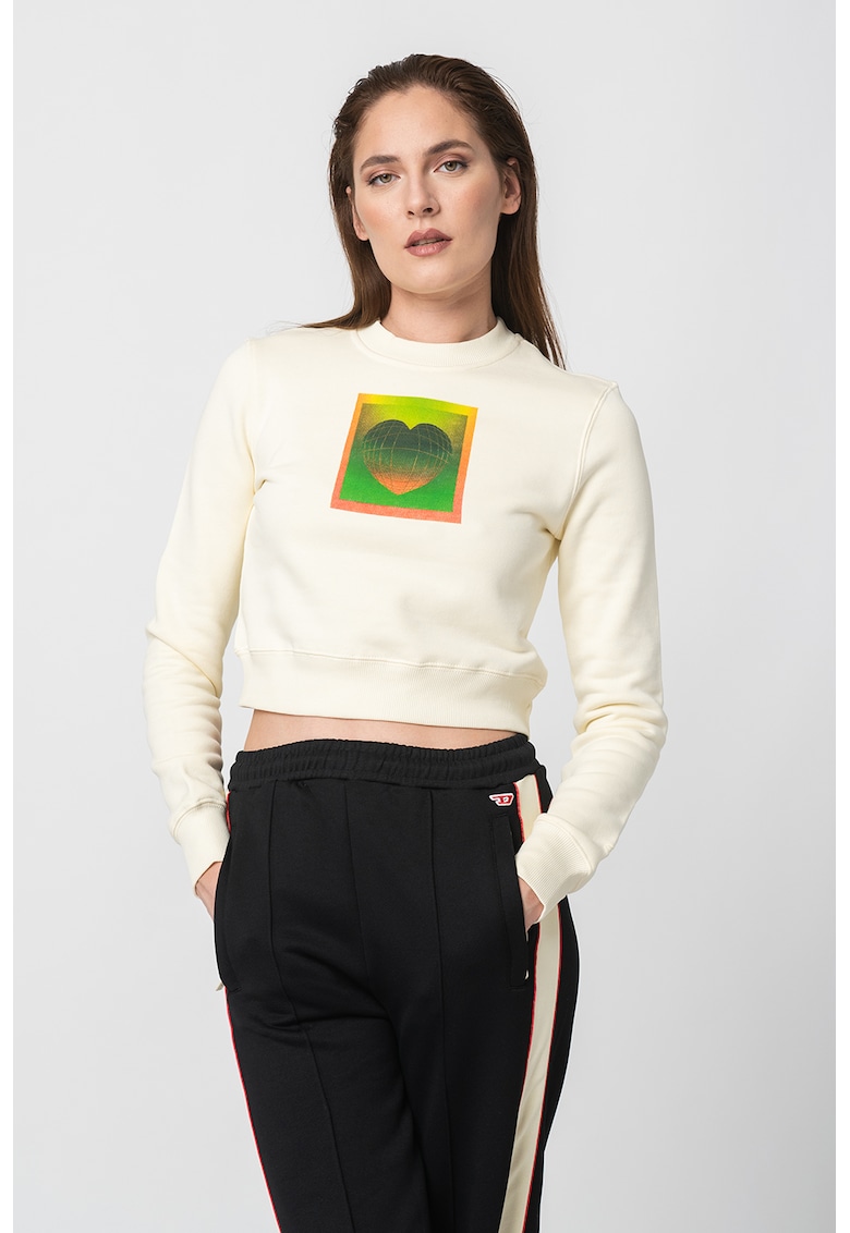 Bluza sport crop cu decolteu la baza gatului Slimmy - Rosu/Verde/Crem