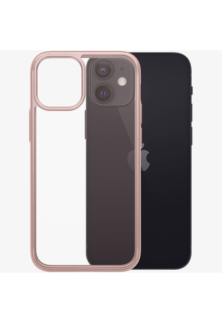 Husa de protectie pentru apple iphone 12 mini - transparenta / rama roz pal