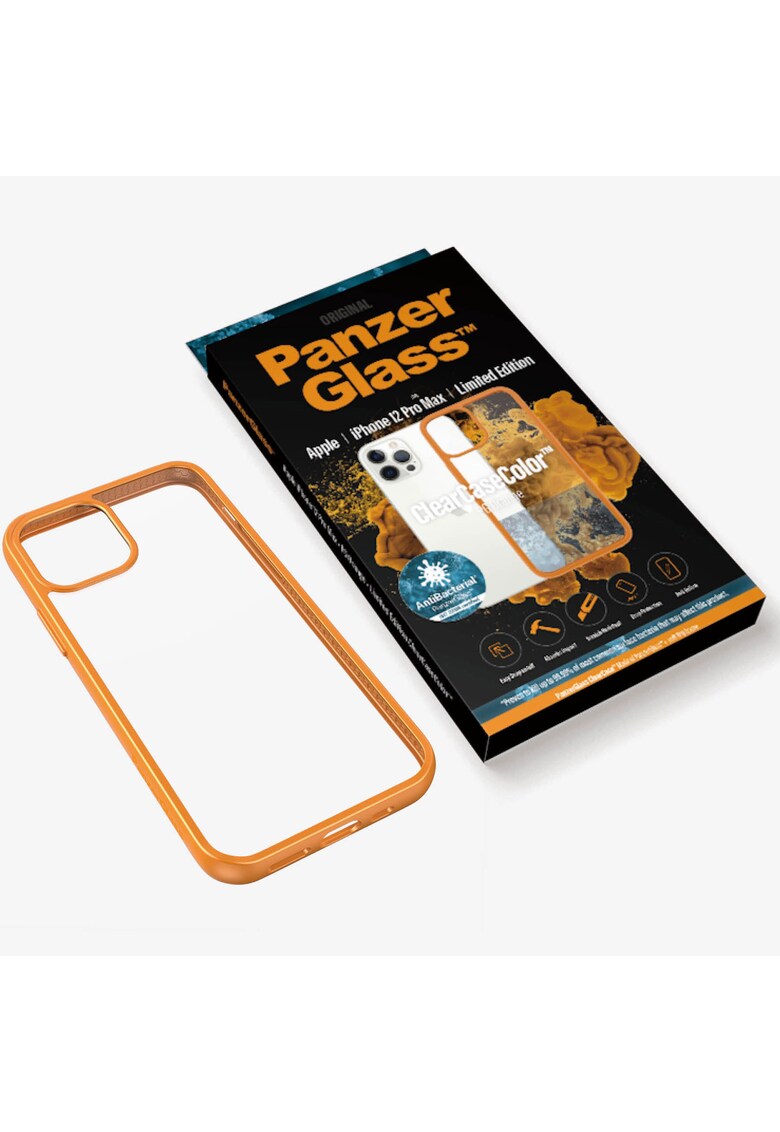Husa de protectie pentru apple iphone 12 pro max - transparenta / rama portocalie