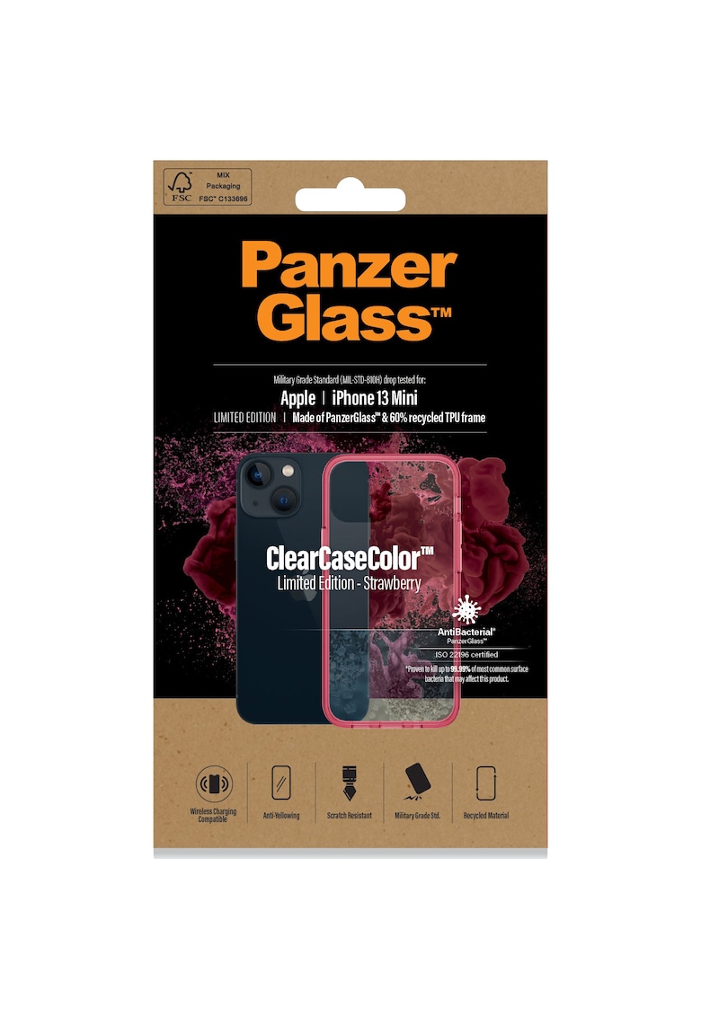 Husa de protectie pentru Apple iPhone 13 Mini - Transparenta / Rama Strawberry