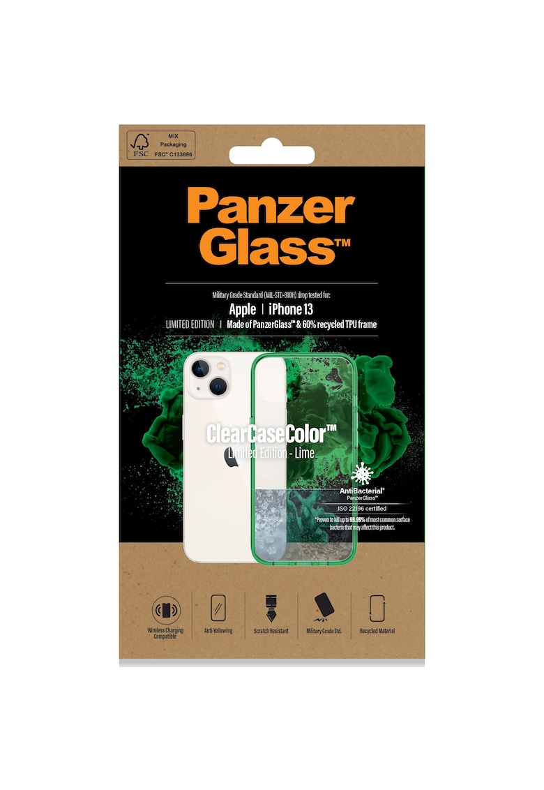 Husa de protectie pentru Apple iPhone 13 - Transparenta / Rama Lime