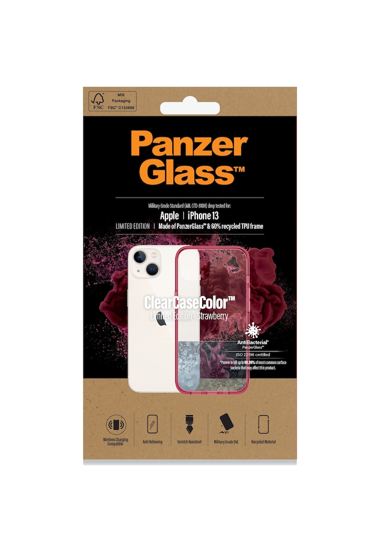 Husa de protectie pentru Apple iPhone 13 - Transparenta / Rama Strawberry