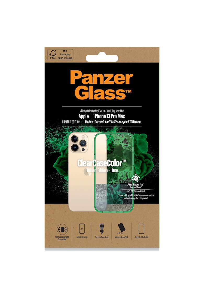 Husa de protectie pentru Apple iPhone 13 Pro Max - Transparenta / Rama Lime