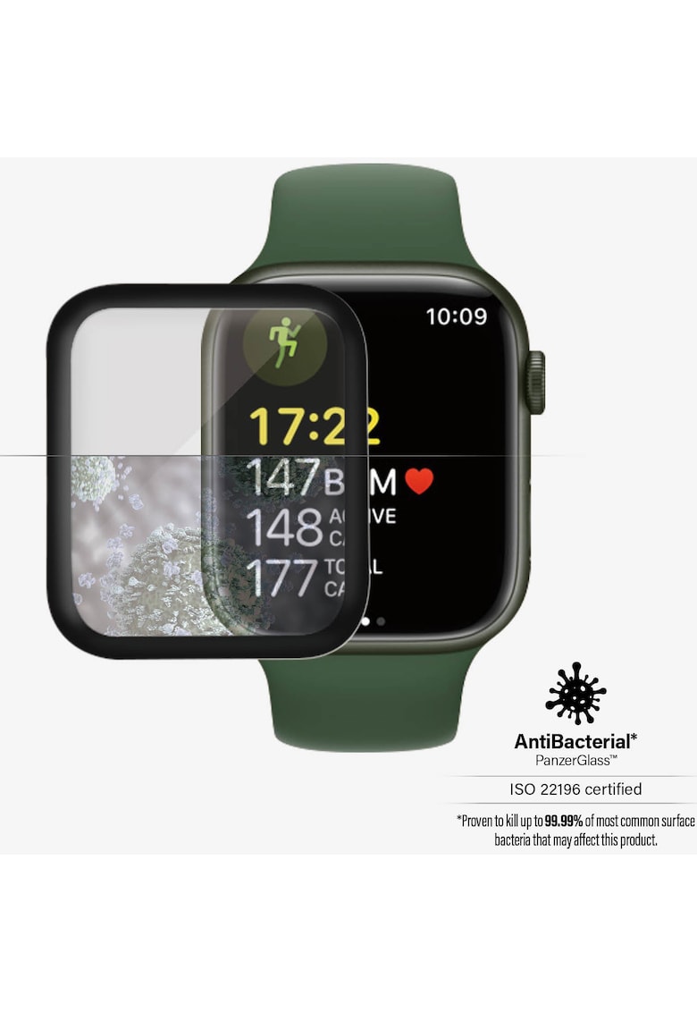 Folie de sticla pentru apple watch series 7 - 41mm - transparenta / rama neagra